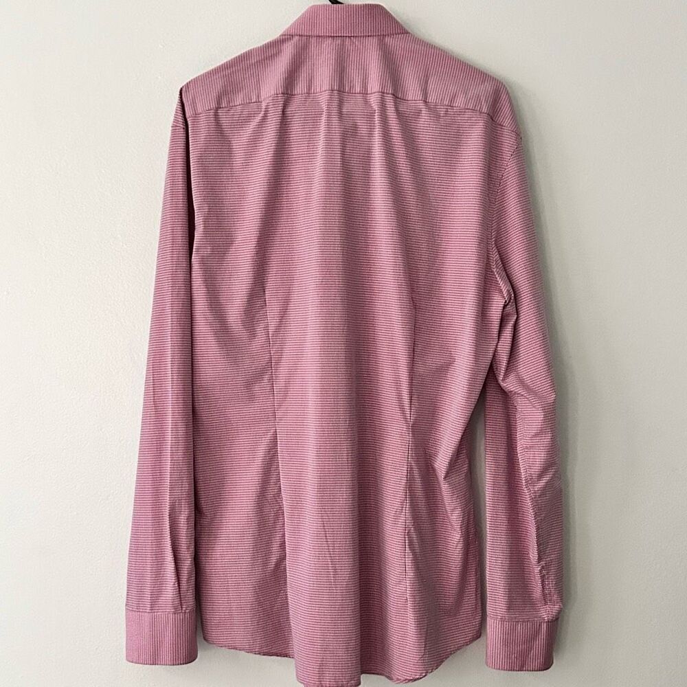 DKNY Tailored Mens Shirt Reddish Pink Check Approximate Size Large *See Details - Picture 7 of 8